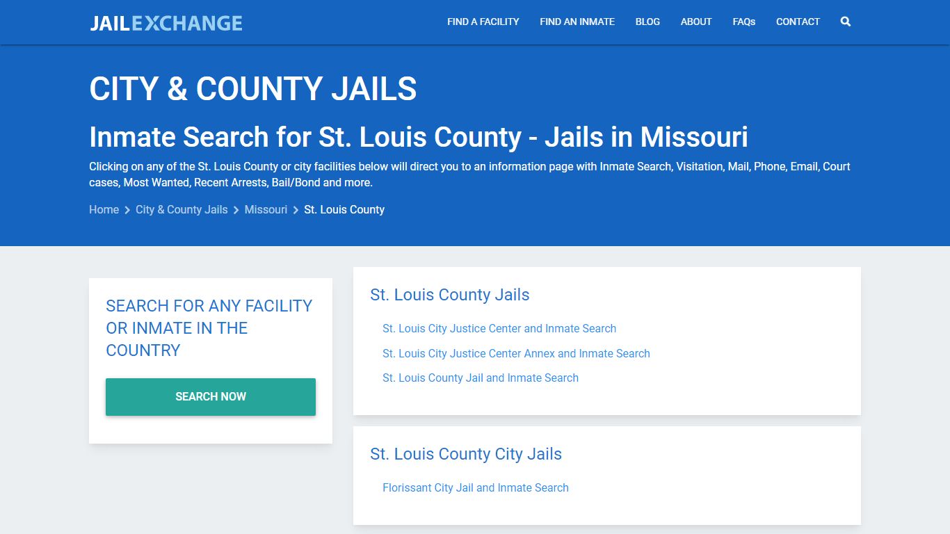 Inmate Search for St. Louis County | Jails in Missouri - Jail Exchange