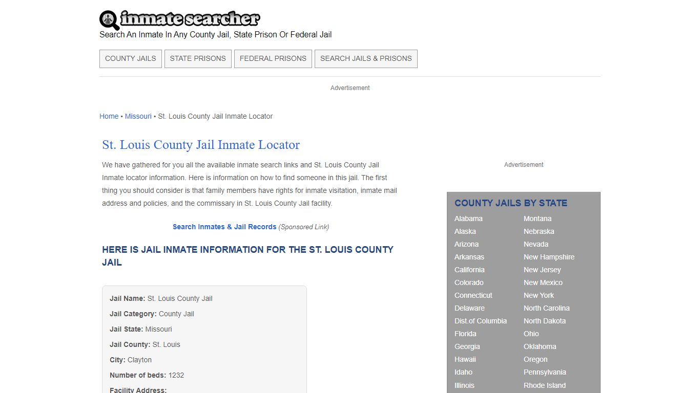 St. Louis County Jail Inmate Locator - Inmate Searcher